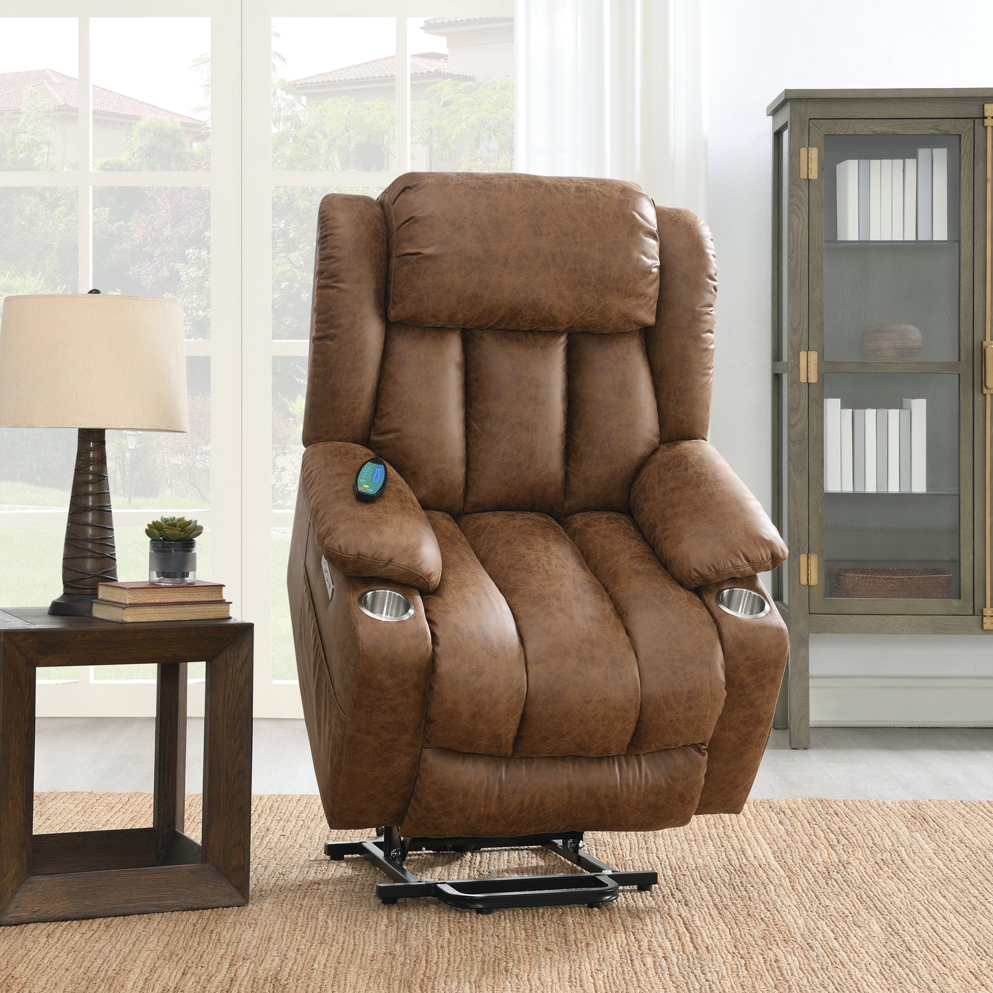 ACME Omarion Power Recliner w/Lift, Heating & Massage, Brown Leather Aire LV02997