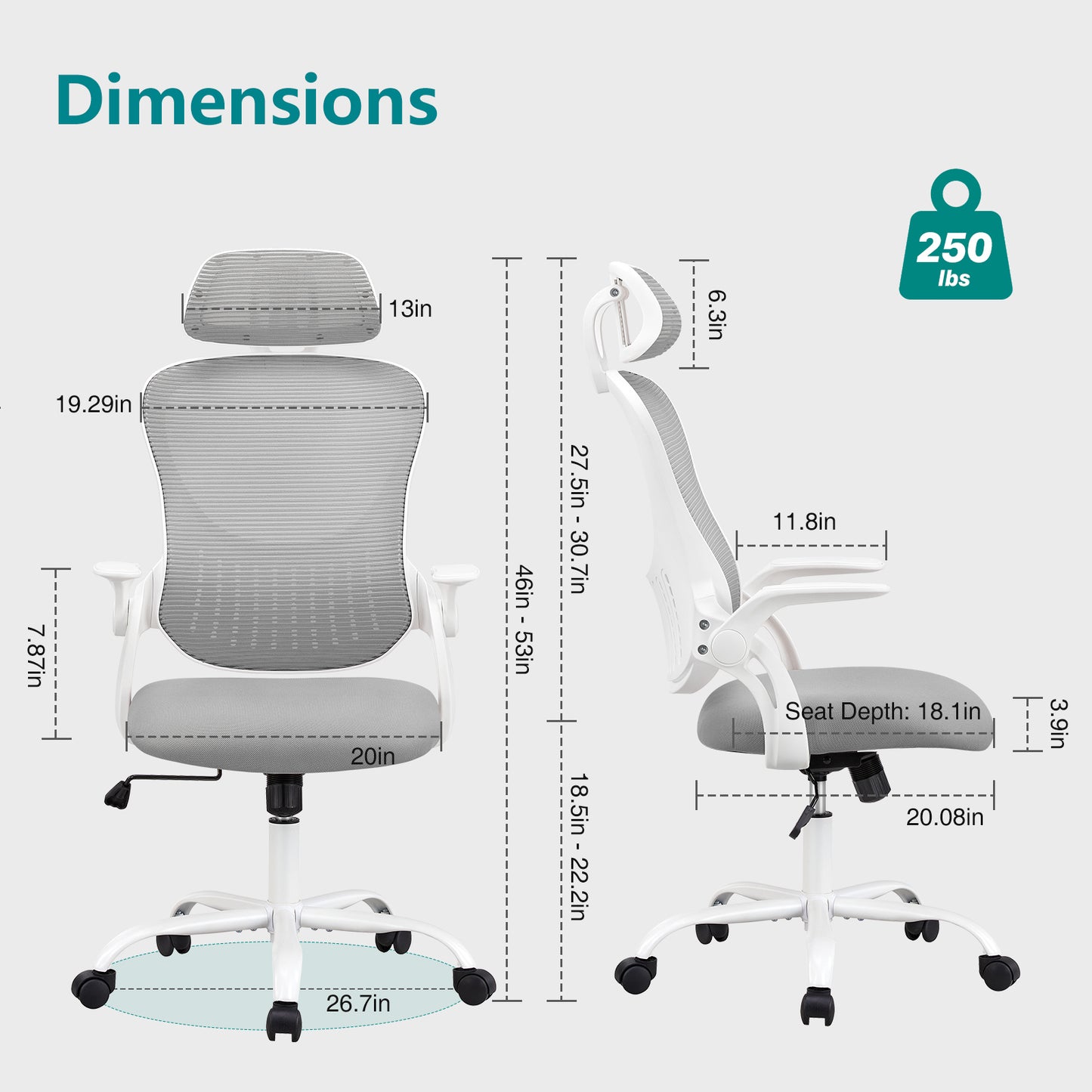 Office chair, comfortable swivel chair with high back, wheels, adjustable headrest, comfortable lumbar support, flip arm, Pink