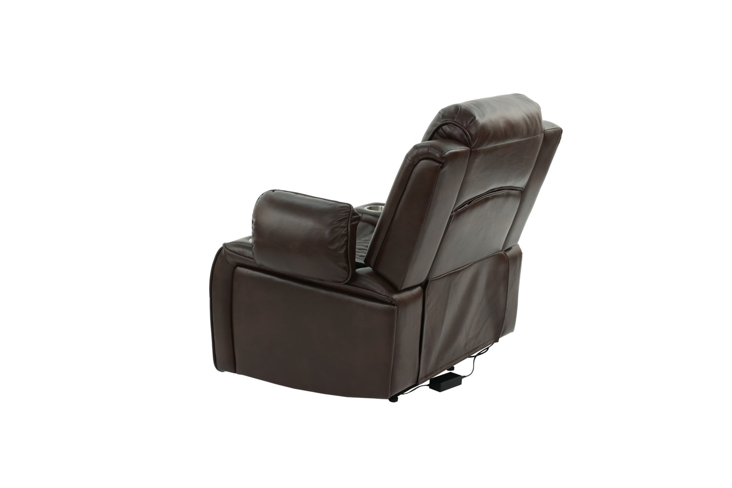 Power Motion Recliner Chair 1pc Chair Contemporary Brown Color Gel Leatherette Storage Arms w Cup Holder Living Room Furniture