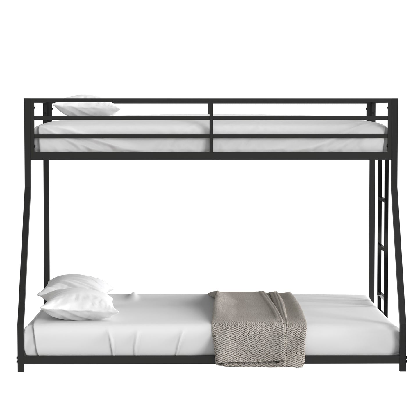 Adam Sturdy Twin over Full Metal Bunk Black for Kids and Adult, Low Profile and Easy Climbing with Stable Ladder