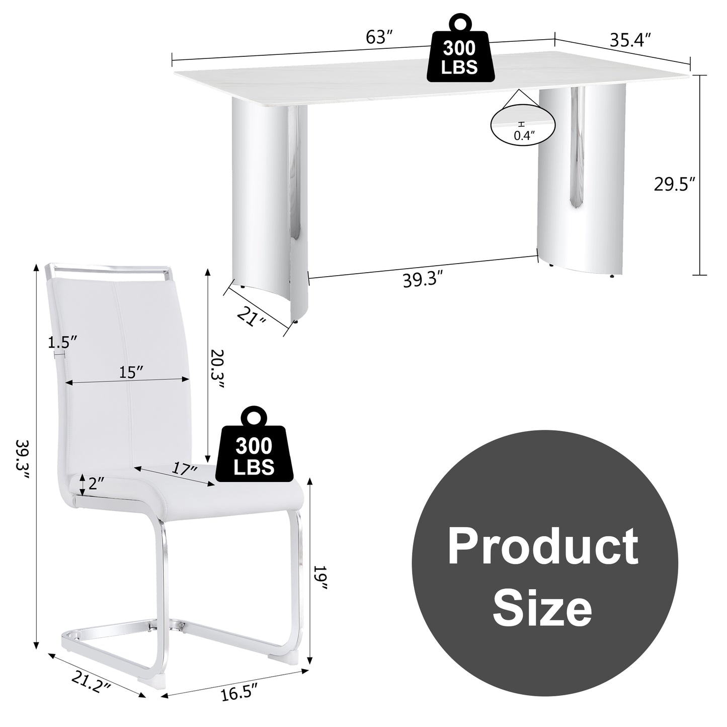 Modern minimalist dining table. Imitation marble glass sticker desktop, stainless steel legs, stable and beautiful. 6 premium PU seats. 63 inches * 35.4 inches * 29.5 inches DT-69 C-1162