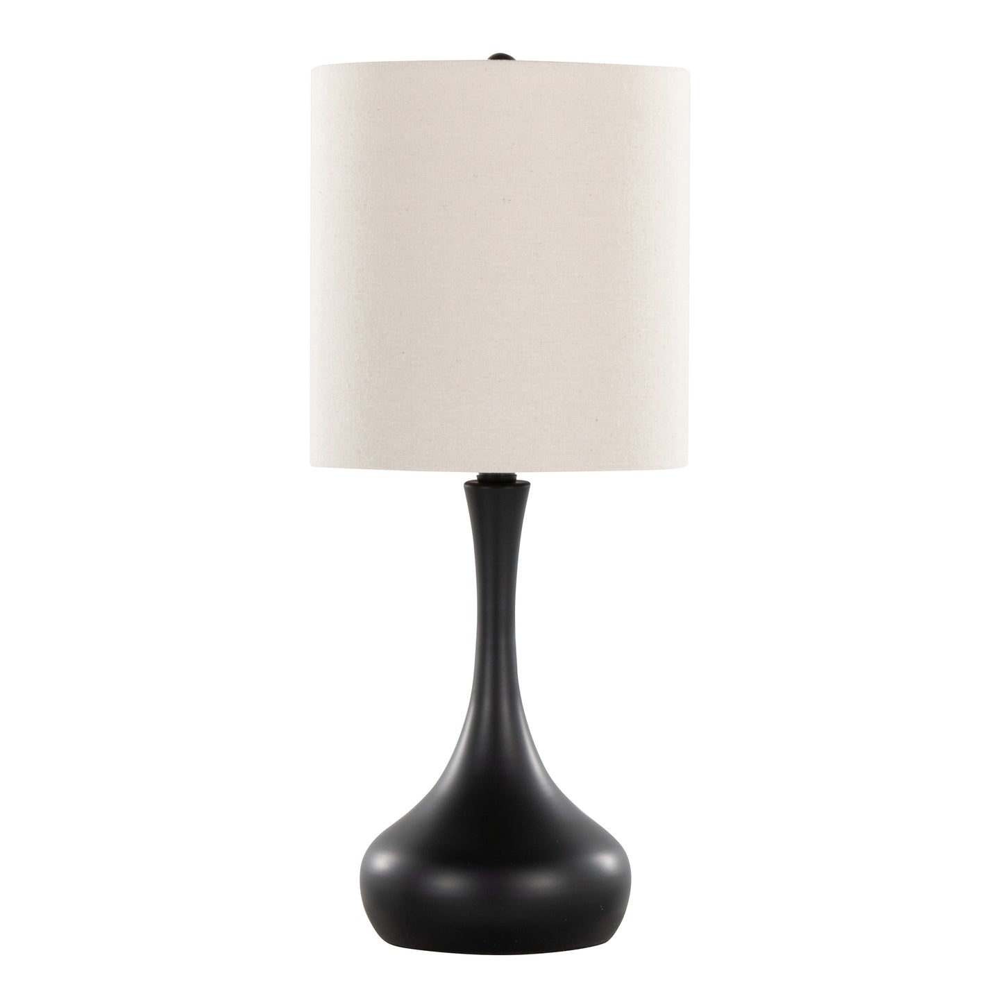 Genie 24" Contemporary Metal Table Lamp in Matte Black Metal with Oatmeal Linen Shade from Grandview Gallery by LumiSource - Set of 2