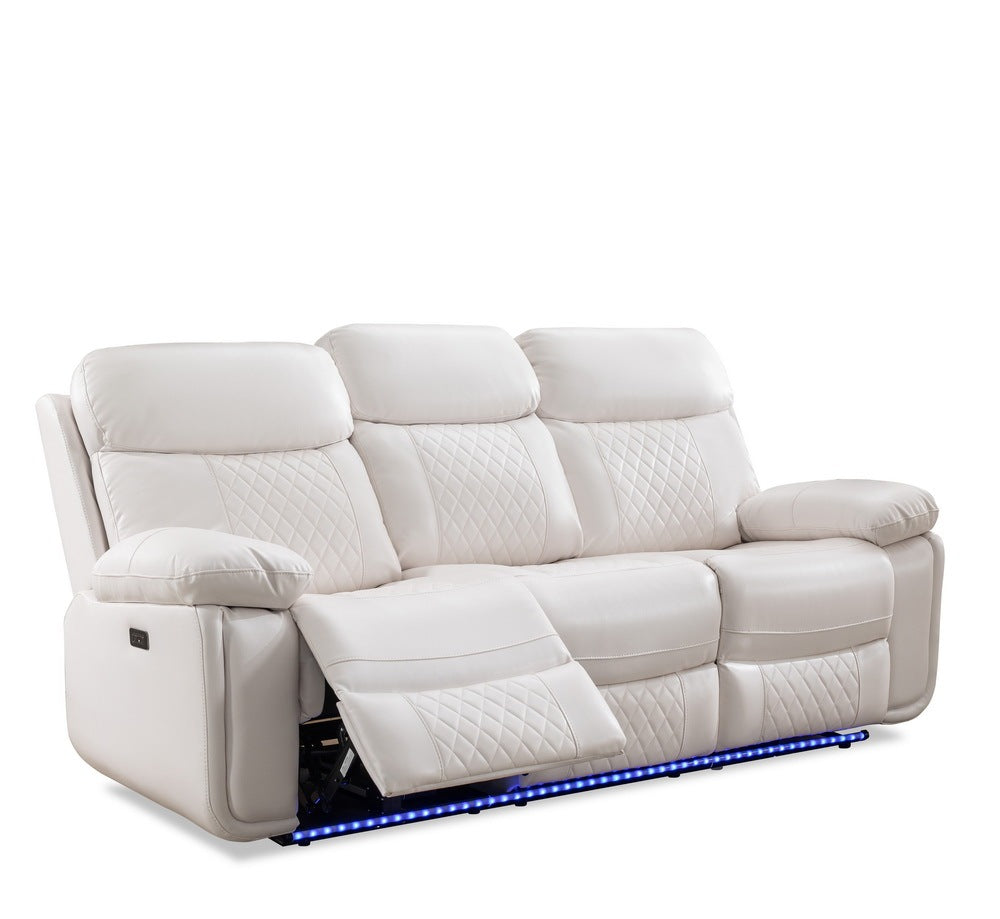 Power reclining sofa with DDT / LED Strip WHITE color