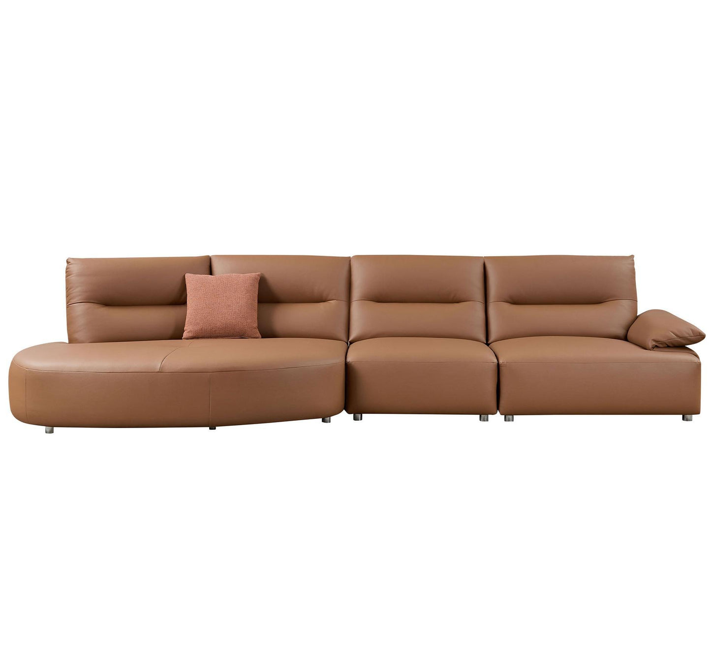 147.24'' Oversied Modern Sectional Curved Shaped Sofa Couch for Living Room,Upholstered 5-Seat Sofa Eco-leather Couch Set ,Brown