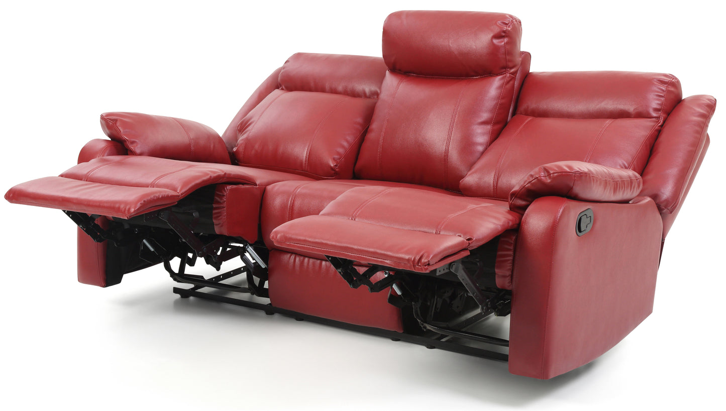 Stylish Contemporary Red Reclining Sofa