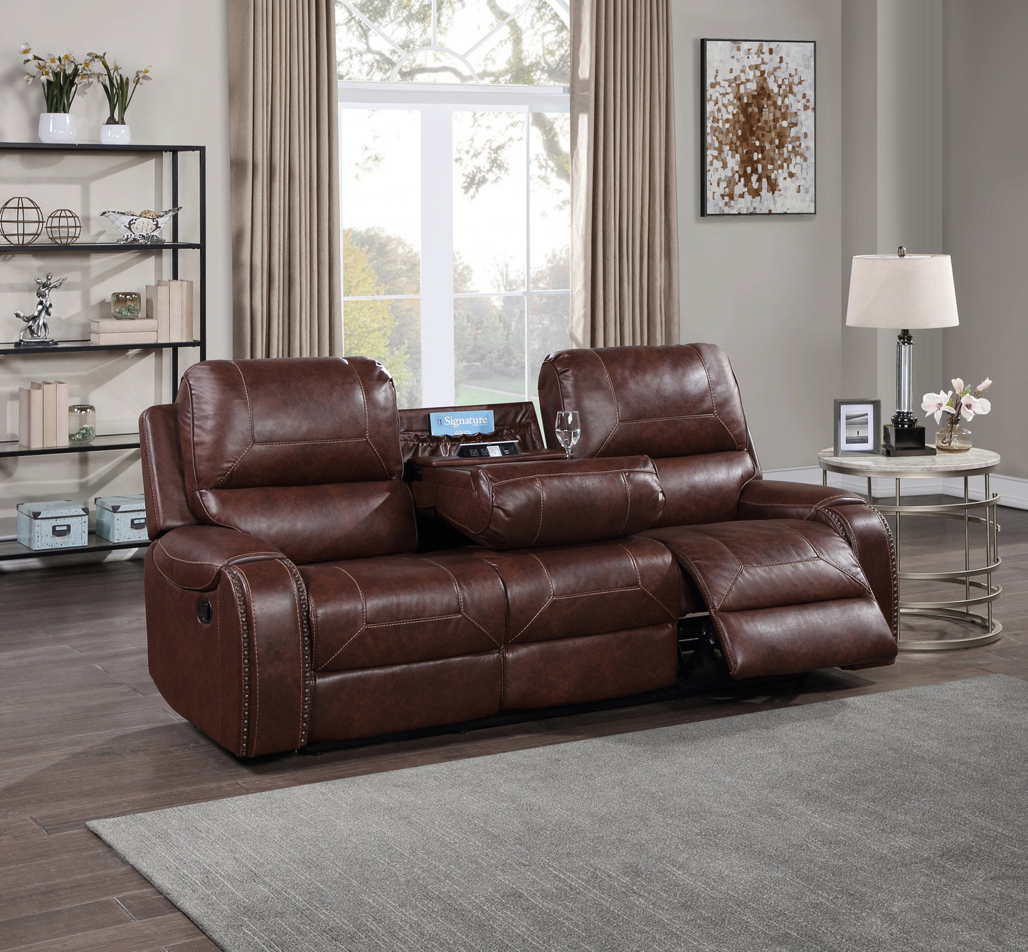 Keily - Manual Reclining Sofa - Dark Brown