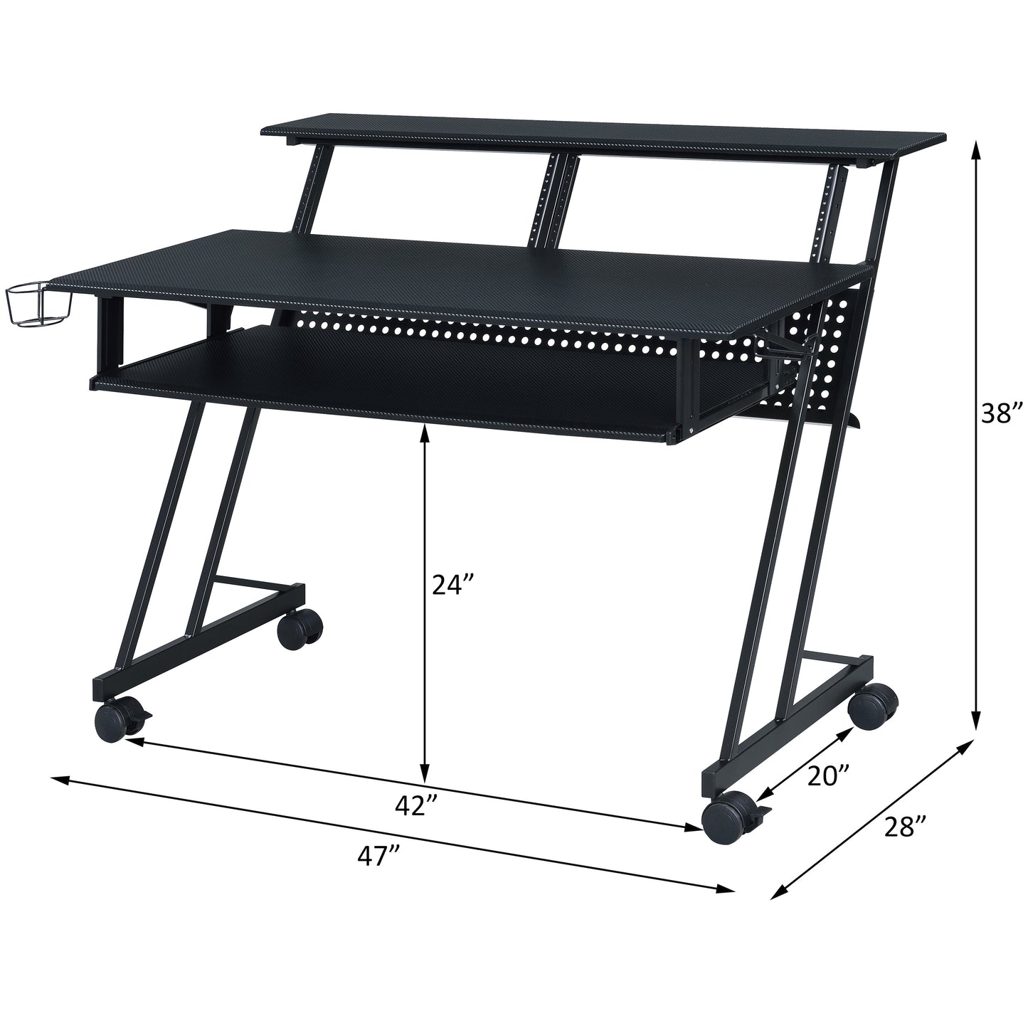 Black Music Recording Studio Desk with Keyboard Tray