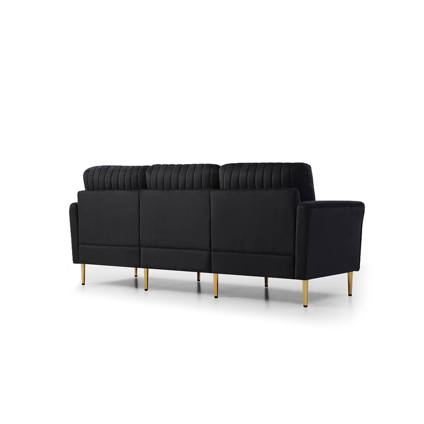 Mid-Century Tufted 3-Seat Sofa Couch for Living Room, Office, Apartment, Dorm, Studio and Small Space, 3 Pillows Included (Black)