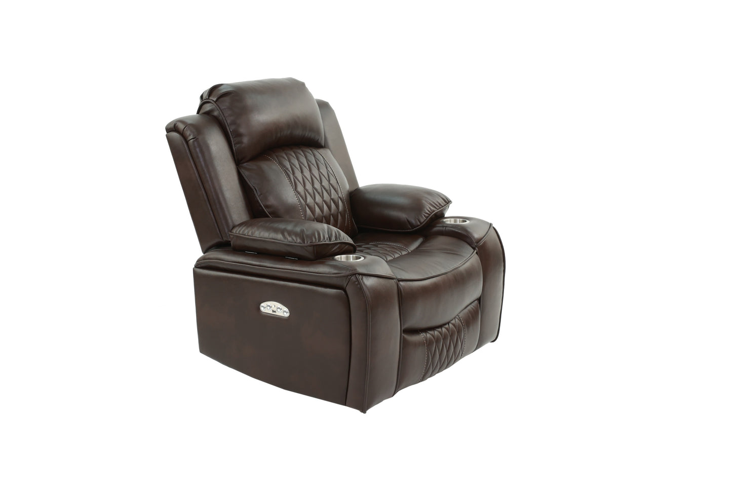 Power Motion Recliner Chair 1pc Chair Contemporary Brown Color Gel Leatherette Storage Arms w Cup Holder Living Room Furniture