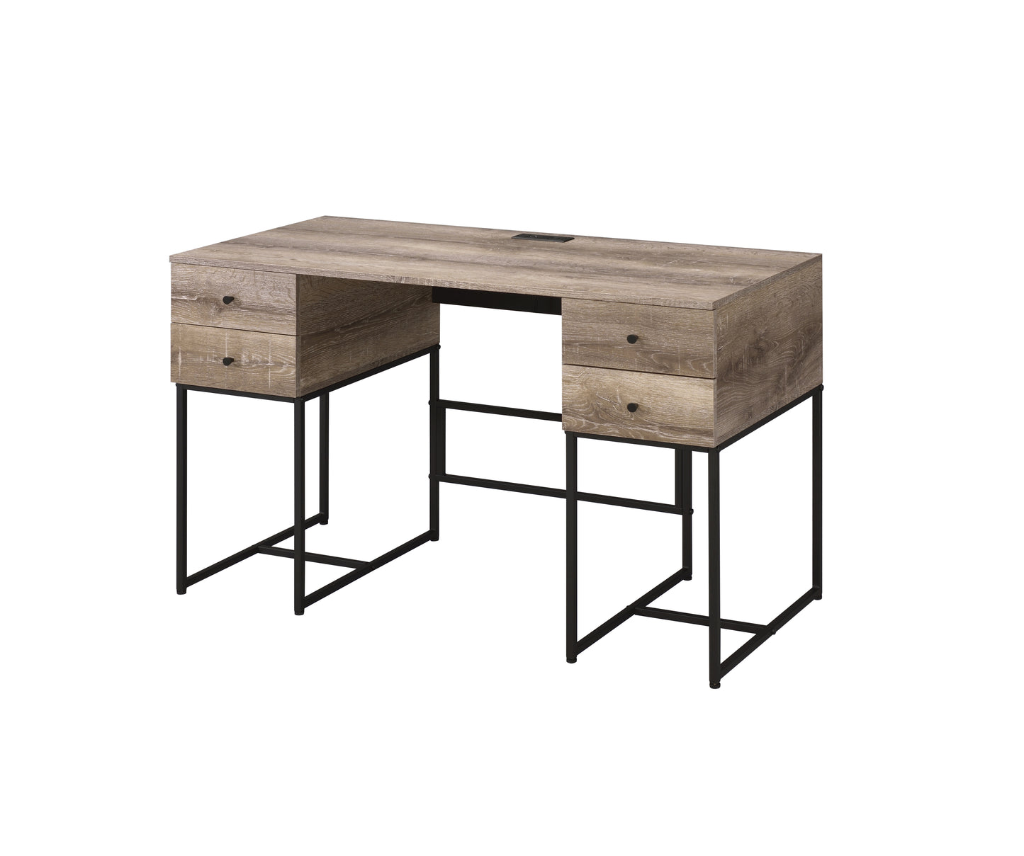 Desirre Rustic Oak & Black Finish Wirting Desk w/ USB Port