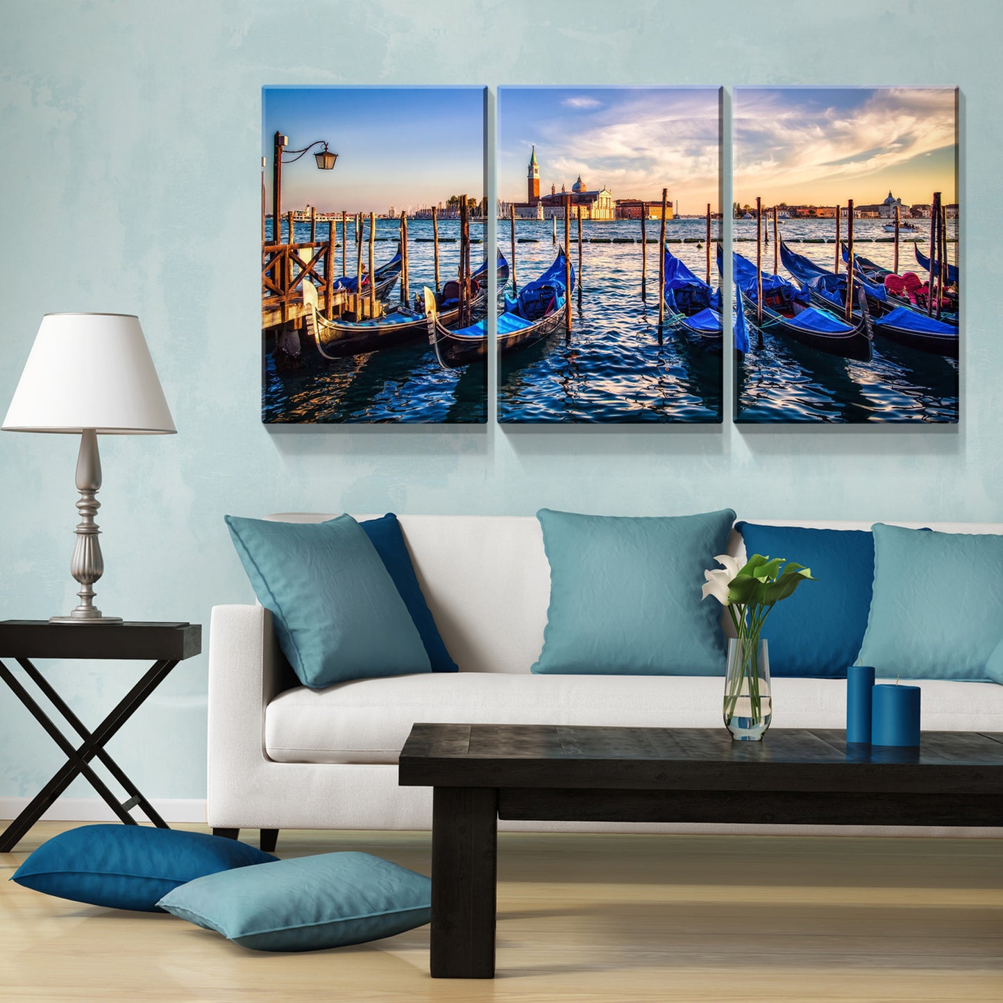 3 Panels Framed Wharf Canvas Wall Art Decor,3 Pieces Mordern Canvas Decoration Painting  for Office,Dining room,Living room, Bedroom Decor-Ready to Hang 2436in Thickness 1.5inch