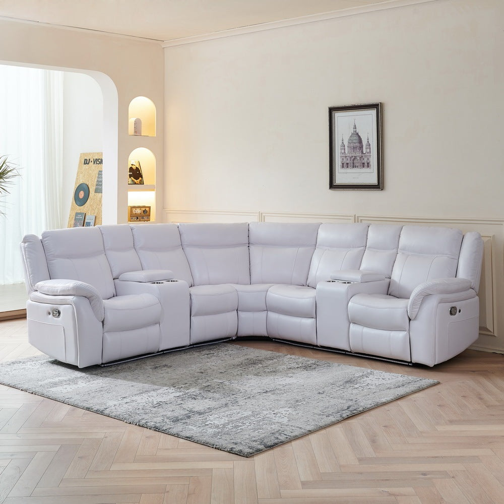 LE151 Manual reclining Sectional WHITE W/LED strip White color