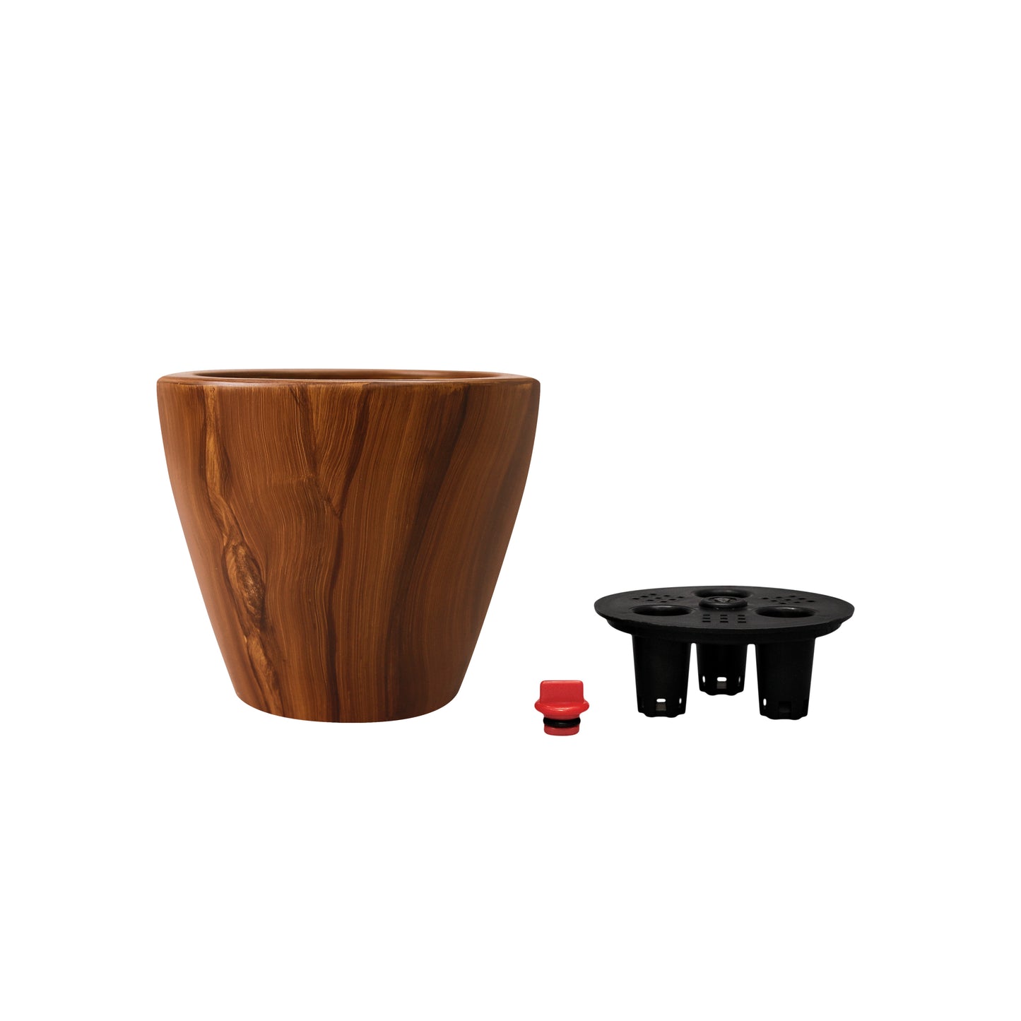 2-Pack 10 in.Dark Wood Plastic Self-watering Planter Pot