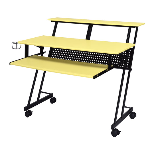 Yellow and Black Music Studio Desk with Keyboard Tray