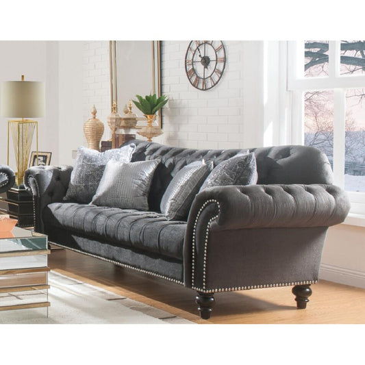 ACME Gaura Sofa w/4 Pillows in Dark Gray Velvet 53090