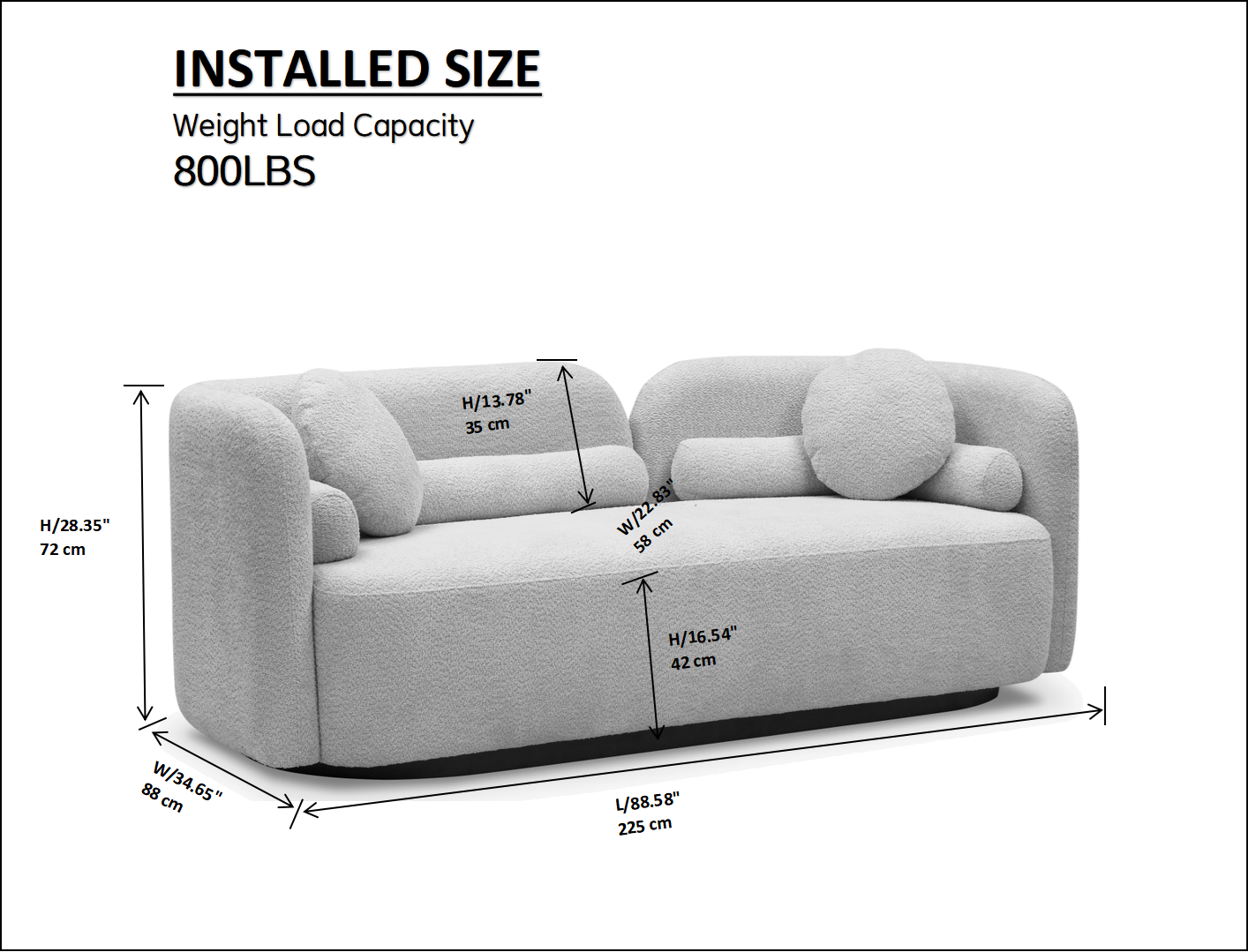 Luxury Modern Sofa Couch for Living Room, White Boucle Upholstered Cloud Couch for Apartment Home Office, 3 Seater