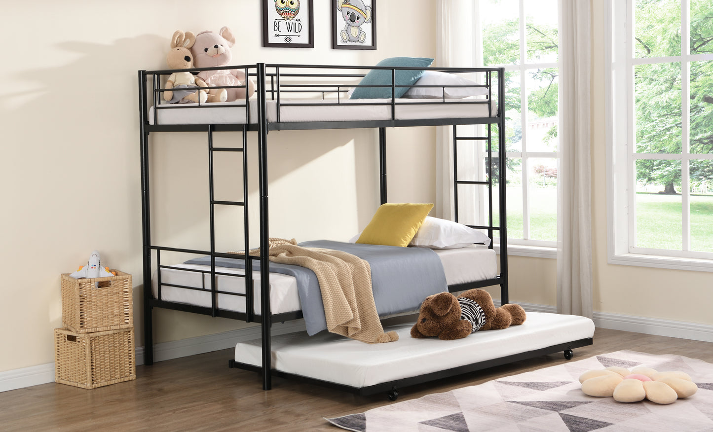 METAL Bunk Bed with trundle  Black