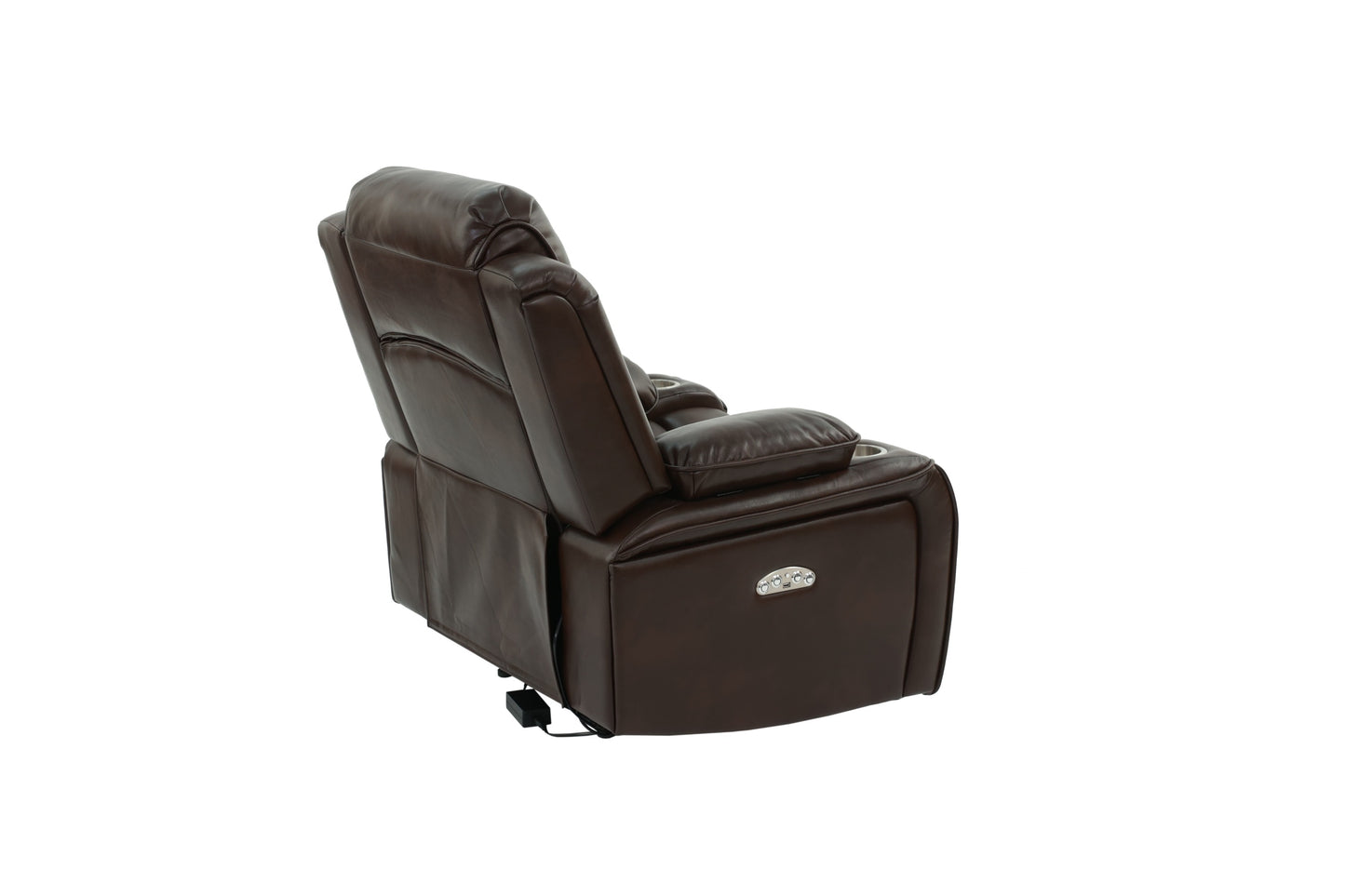 Power Motion Recliner Chair 1pc Chair Contemporary Brown Color Gel Leatherette Storage Arms w Cup Holder Living Room Furniture