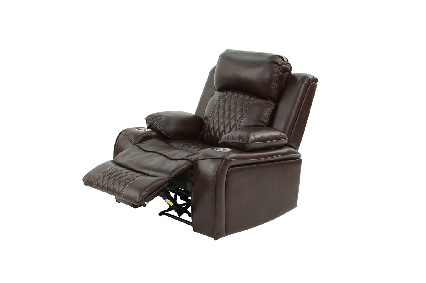 Power Motion Recliner Chair 1pc Chair Contemporary Brown Color Gel Leatherette Storage Arms w Cup Holder Living Room Furniture