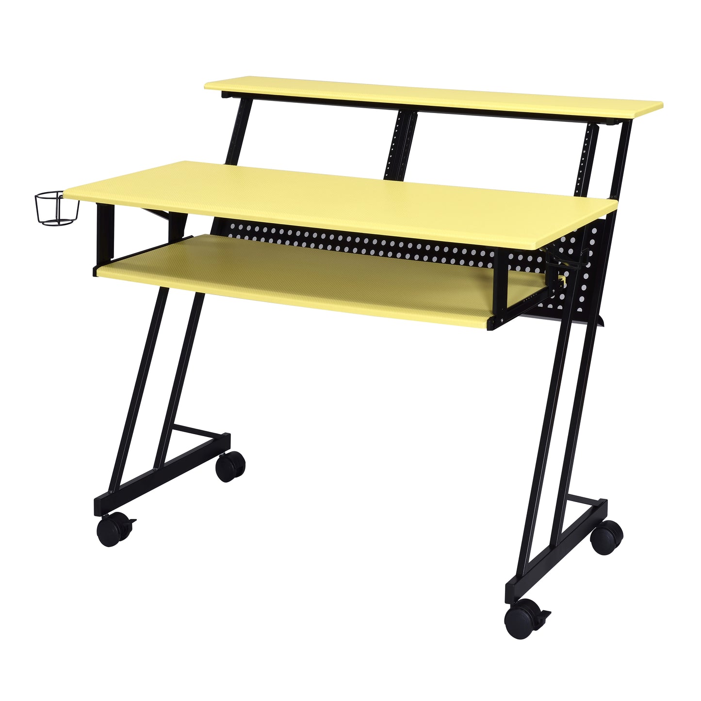 Yellow and Black Music Studio Desk with Keyboard Tray