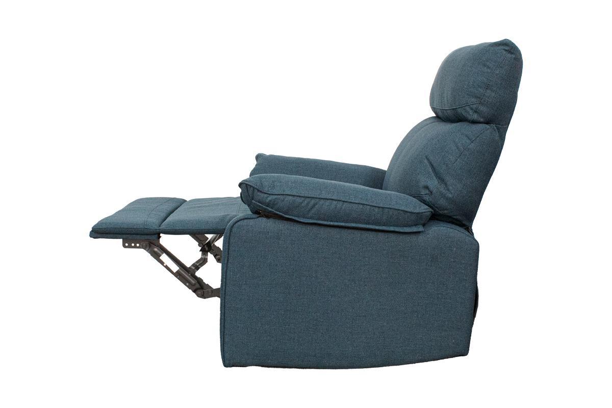 Dark Blue Burlap Fabric Recliner Motion Recliner Chair 1pc Couch Manual Motion Living Room Furniture