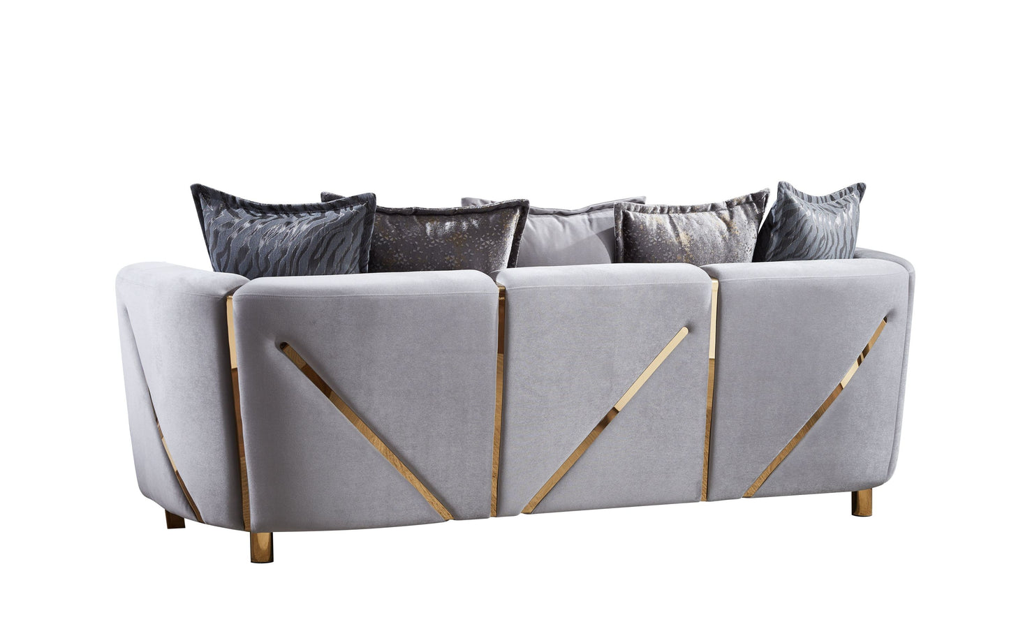 Chanelle Thick Velvet Fabric Upholstered Sofa Made With Wood in Gray