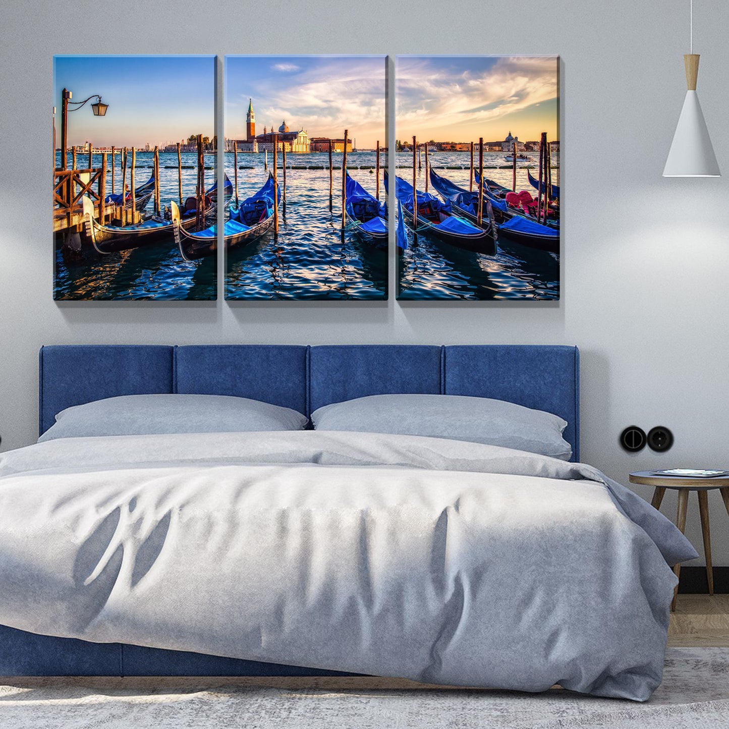 3 Panels Framed Wharf Canvas Wall Art Decor,3 Pieces Mordern Canvas Decoration Painting  for Office,Dining room,Living room, Bedroom Decor-Ready to Hang 2436in Thickness 1.5inch