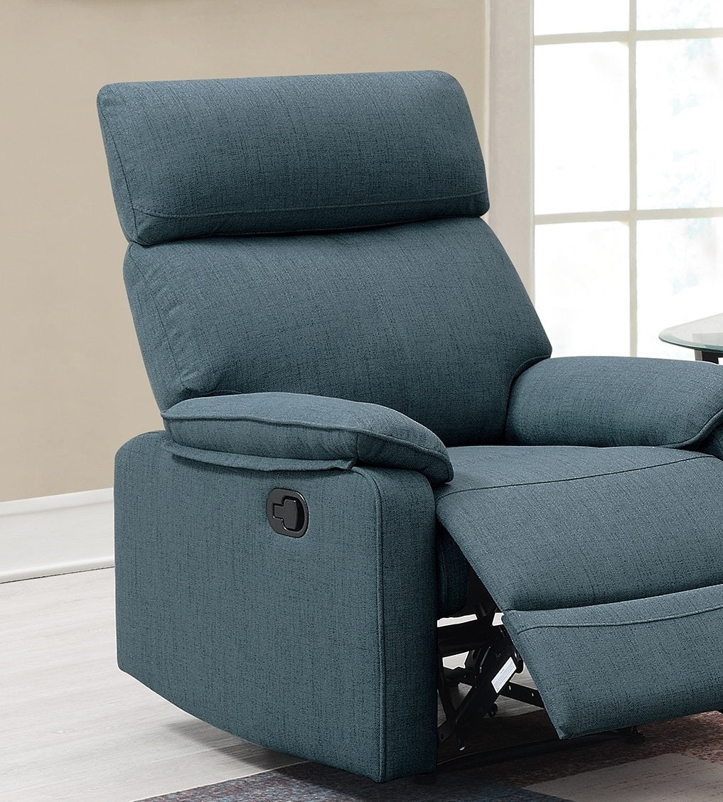 Dark Blue Burlap Fabric Recliner Motion Recliner Chair 1pc Couch Manual Motion Living Room Furniture