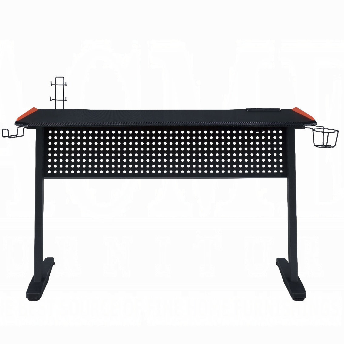 Black and Red Gaming Desk with LED Light and USB Port