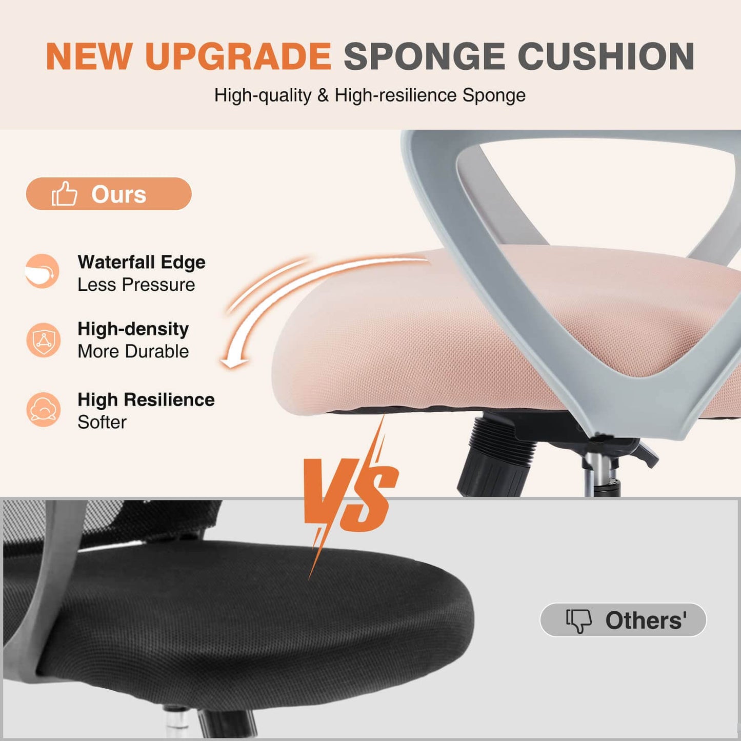 Mid-Back Task Chair with Lumbar Support,Pink