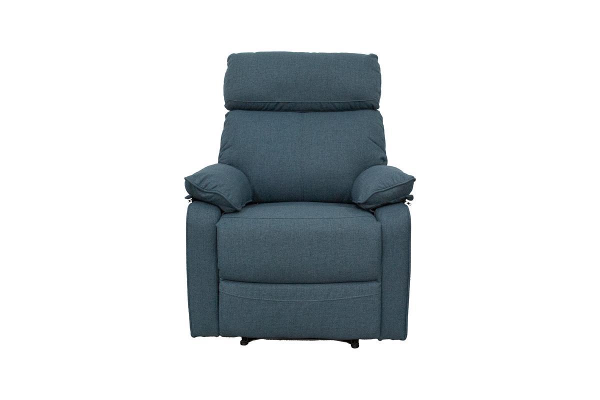 Dark Blue Burlap Fabric Recliner Motion Recliner Chair 1pc Couch Manual Motion Living Room Furniture