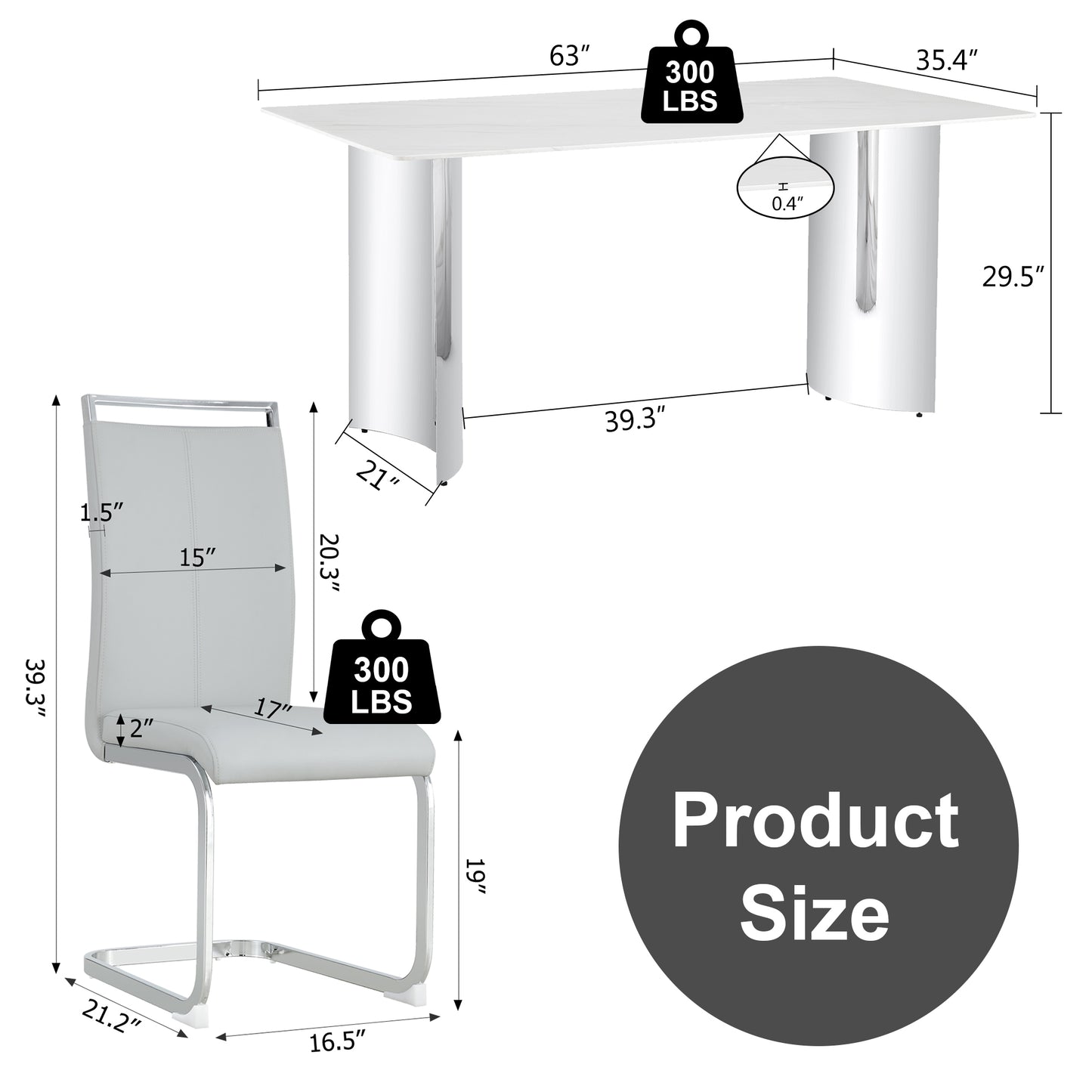 Modern minimalist dining table. Imitation marble glass sticker desktop, stainless steel legs, stable and beautiful. 6 premium PU seats. 63 inches * 35.4 inches * 29.5 inches DT-69 C-1162