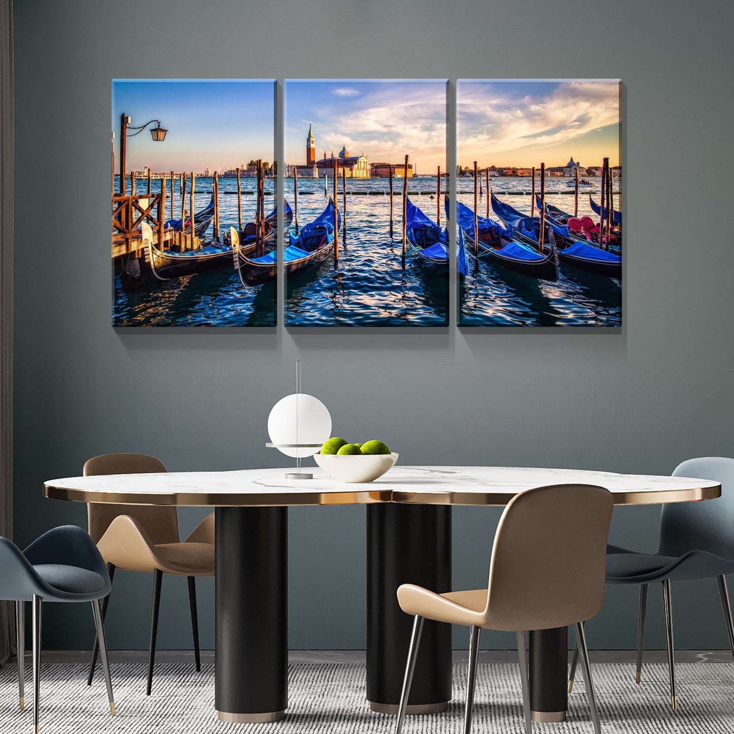 3 Panels Framed Wharf Canvas Wall Art Decor,3 Pieces Mordern Canvas Decoration Painting  for Office,Dining room,Living room, Bedroom Decor-Ready to Hang 2436in Thickness 1.5inch