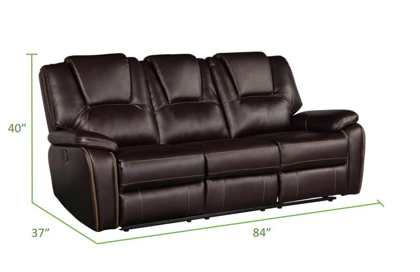 Power Reclining Sofa made with Faux Leather in Brown