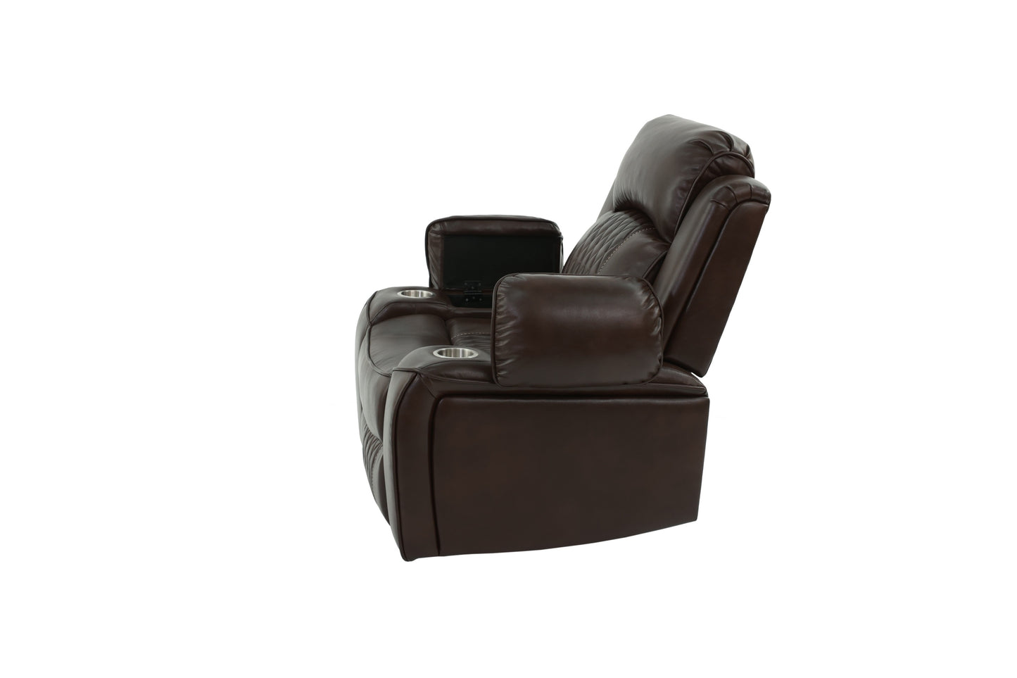 Power Motion Recliner Chair 1pc Chair Contemporary Brown Color Gel Leatherette Storage Arms w Cup Holder Living Room Furniture