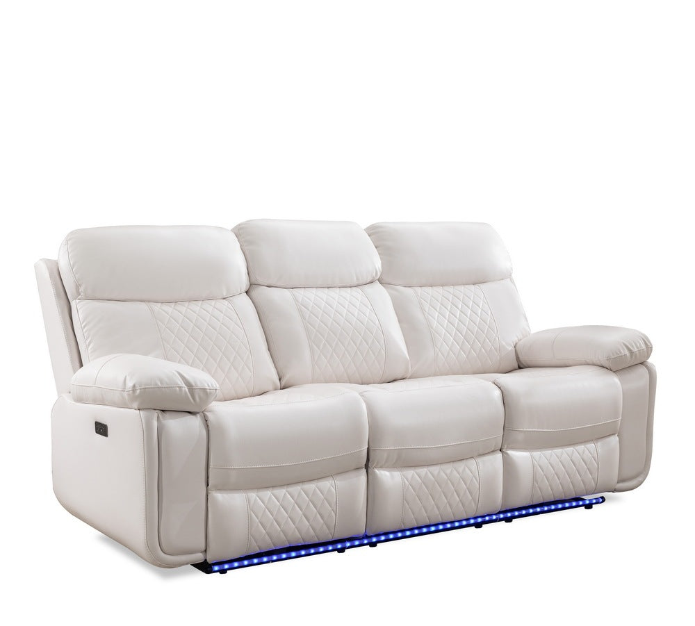 Power reclining sofa with DDT / LED Strip WHITE color