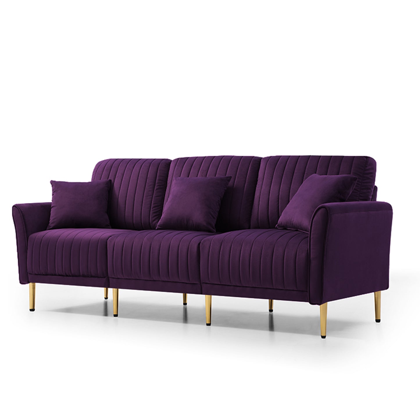 Living Room Sofa Velvet Upholstered Couch Furniture for Home or Office 3-Seat,Purple