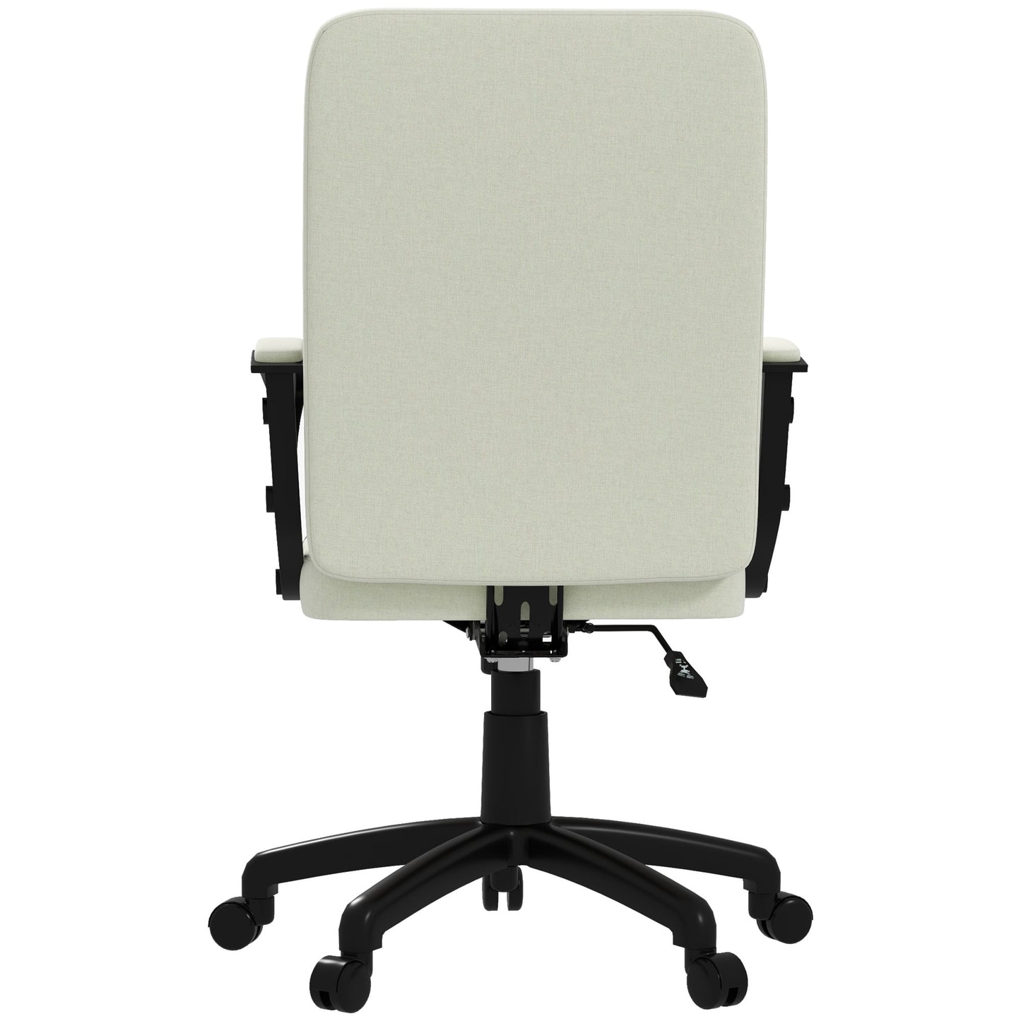 Fabric Office Chair, Computer Desk Chair, Swivel Task Chair with Arms, Adjustable Height, Swivel Wheels, Mid Back, Cream White