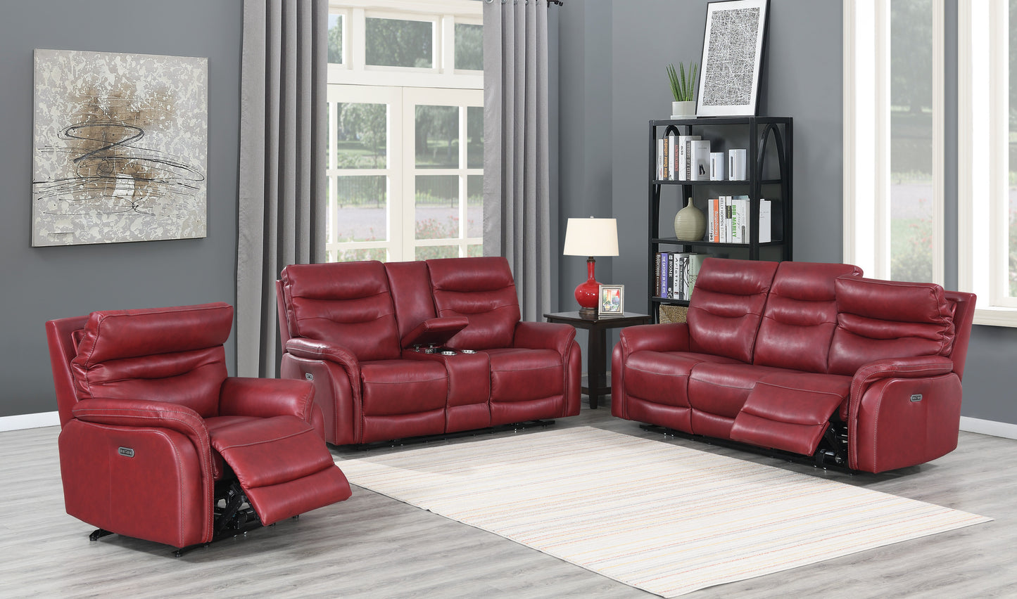 Top-Grain Leather Motion Set: Decadent Comfort, Contemporary Style, Wine or Coffee Color, Reclining with USB Control Panel