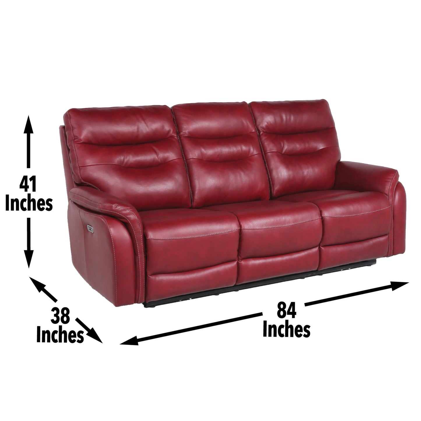 Top-Grain Leather Motion Set: Decadent Comfort, Contemporary Style, Wine or Coffee Color, Reclining with USB Control Panel