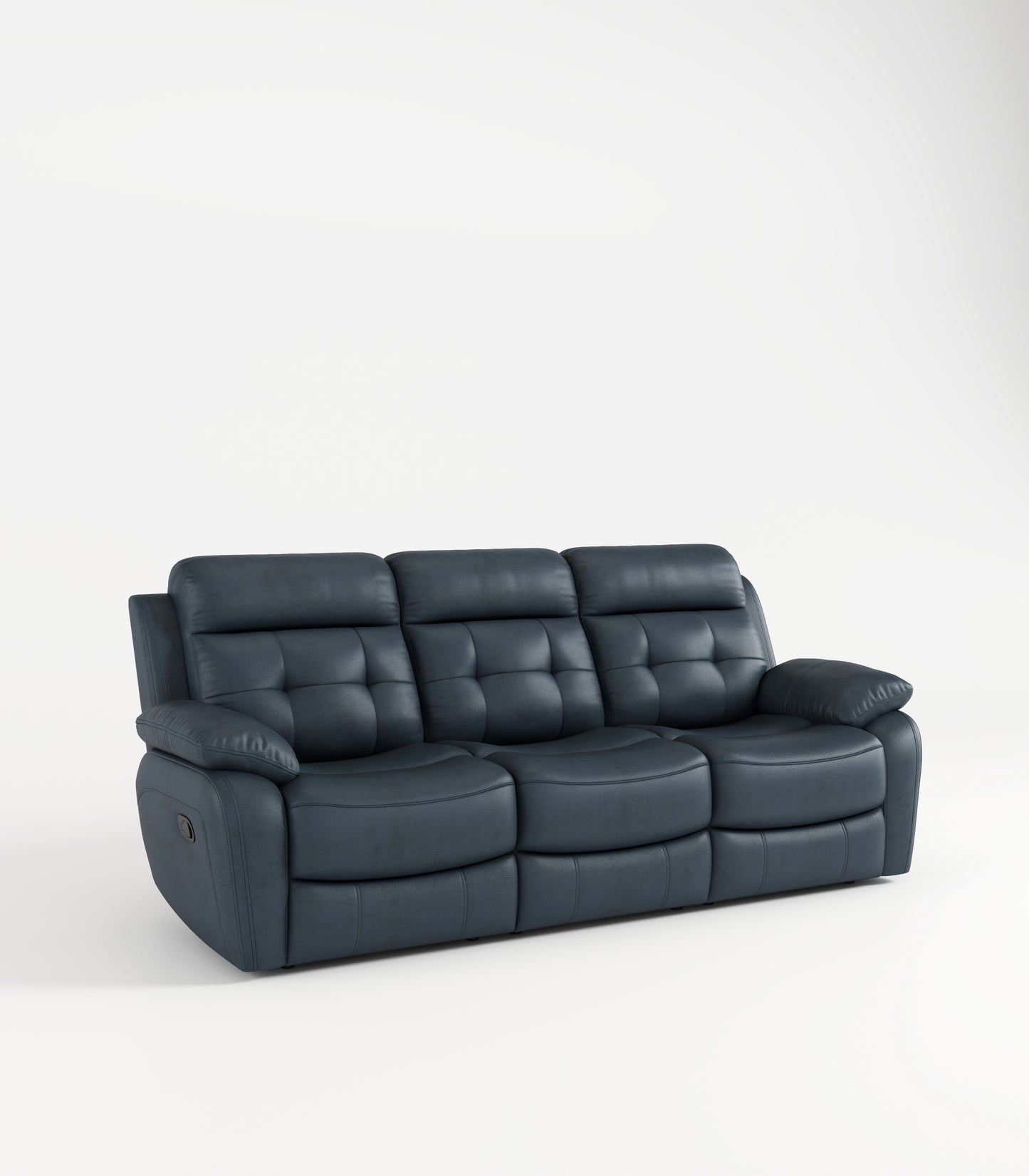 Genuine Leather Non-Power Reclining Sofa with Drop Down Table,Stainless Steel Cupholders and Magazine bag- Blue