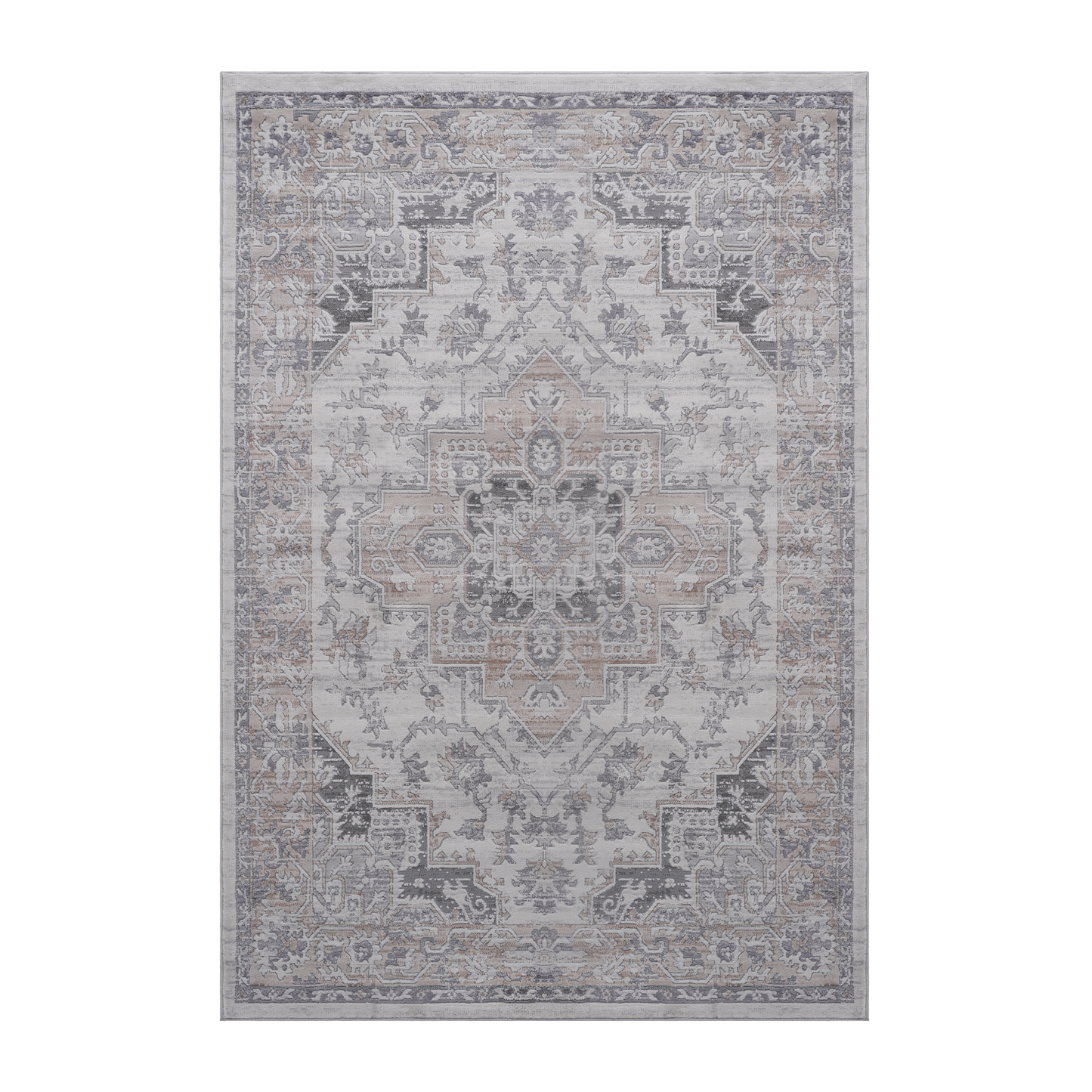 5X7 Ivory/Beige/Oriental Non-Shedding Living Room Bedroom Dining Home Office Stylish and Stain Resistant Area Rug