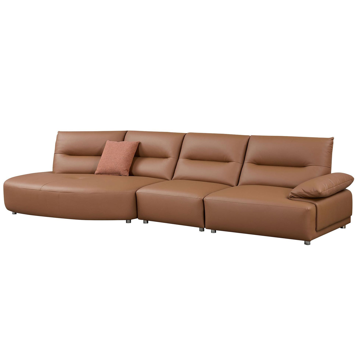 147.24'' Oversied Modern Sectional Curved Shaped Sofa Couch for Living Room,Upholstered 5-Seat Sofa Eco-leather Couch Set ,Brown