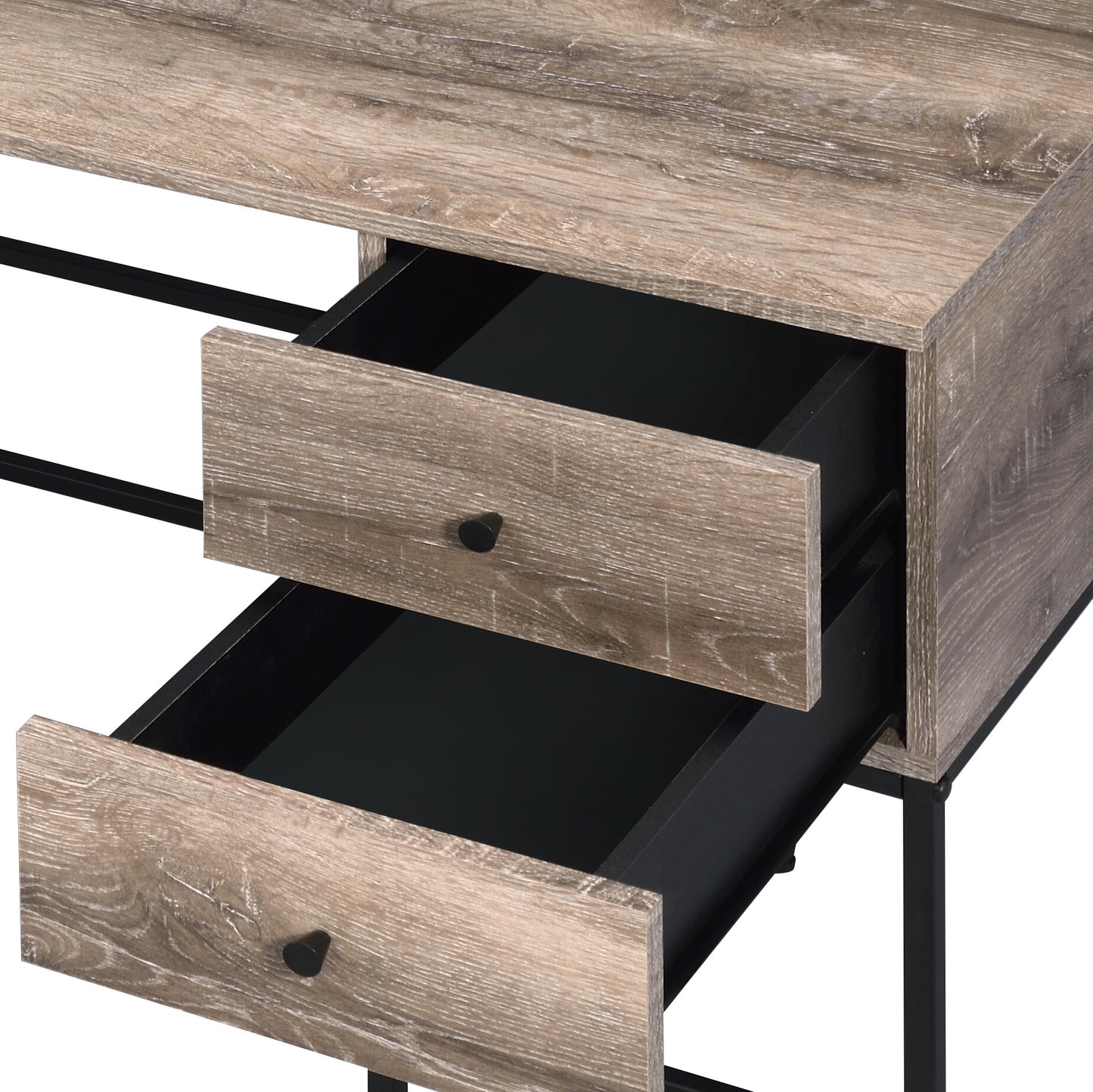 Desirre Rustic Oak & Black Finish Wirting Desk w/ USB Port