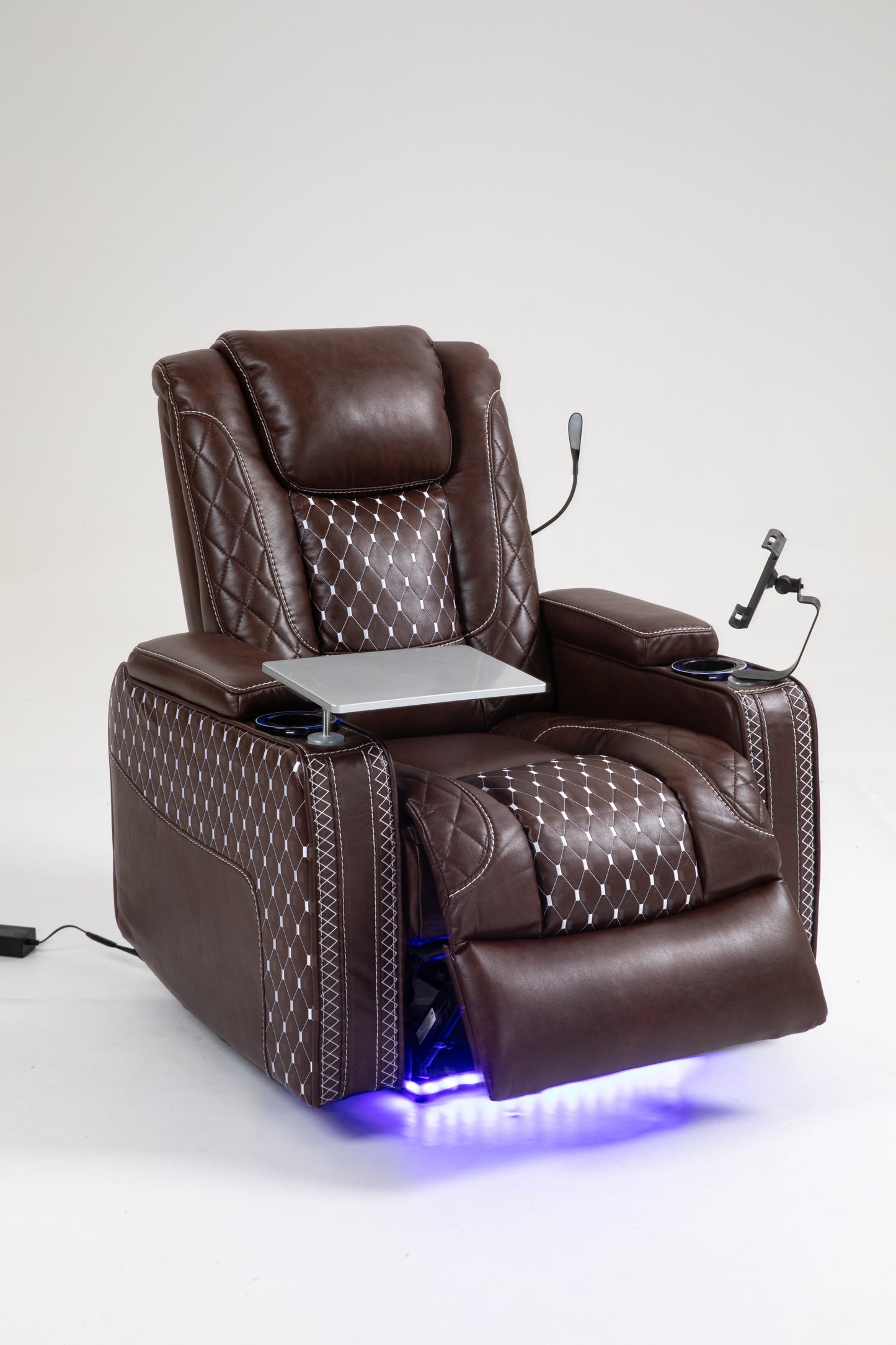 Power Zero Gravity Recliner with Multifunctional Features - Storage Armrest & Cup Holder - Laptop Table & Phone Holder- Reading Light & LED - Infinite Position Recline for Living Room & Office