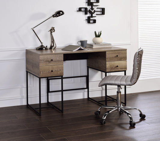 Desirre Rustic Oak & Black Finish Wirting Desk w/ USB Port