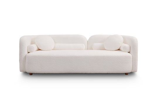 Luxury Modern Sofa Couch for Living Room, White Boucle Upholstered Cloud Couch for Apartment Home Office, 3 Seater