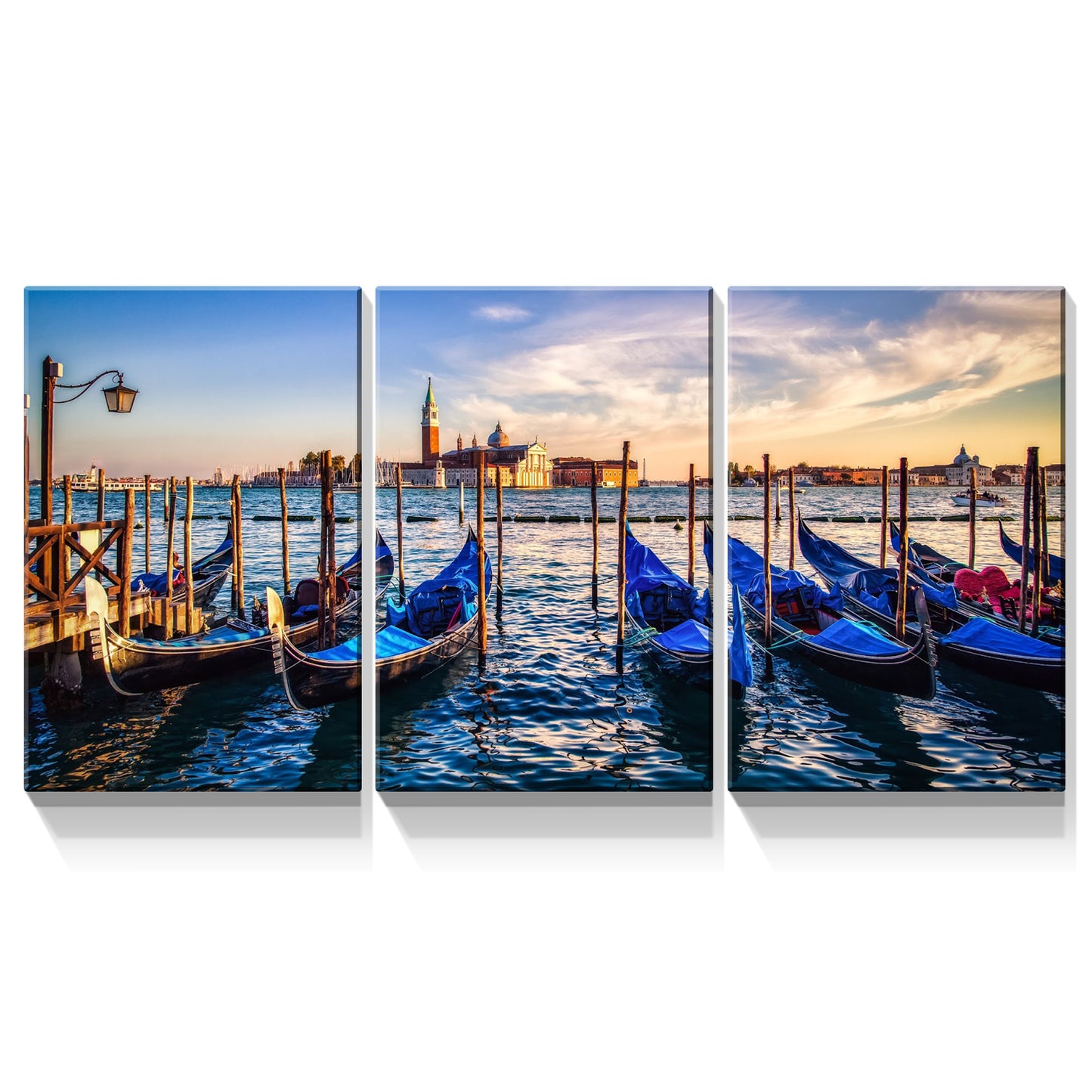 3 Panels Framed Wharf Canvas Wall Art Decor,3 Pieces Mordern Canvas Decoration Painting  for Office,Dining room,Living room, Bedroom Decor-Ready to Hang 2436in Thickness 1.5inch