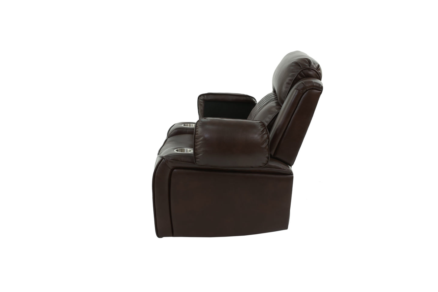 Power Motion Recliner Chair 1pc Chair Contemporary Brown Color Gel Leatherette Storage Arms w Cup Holder Living Room Furniture