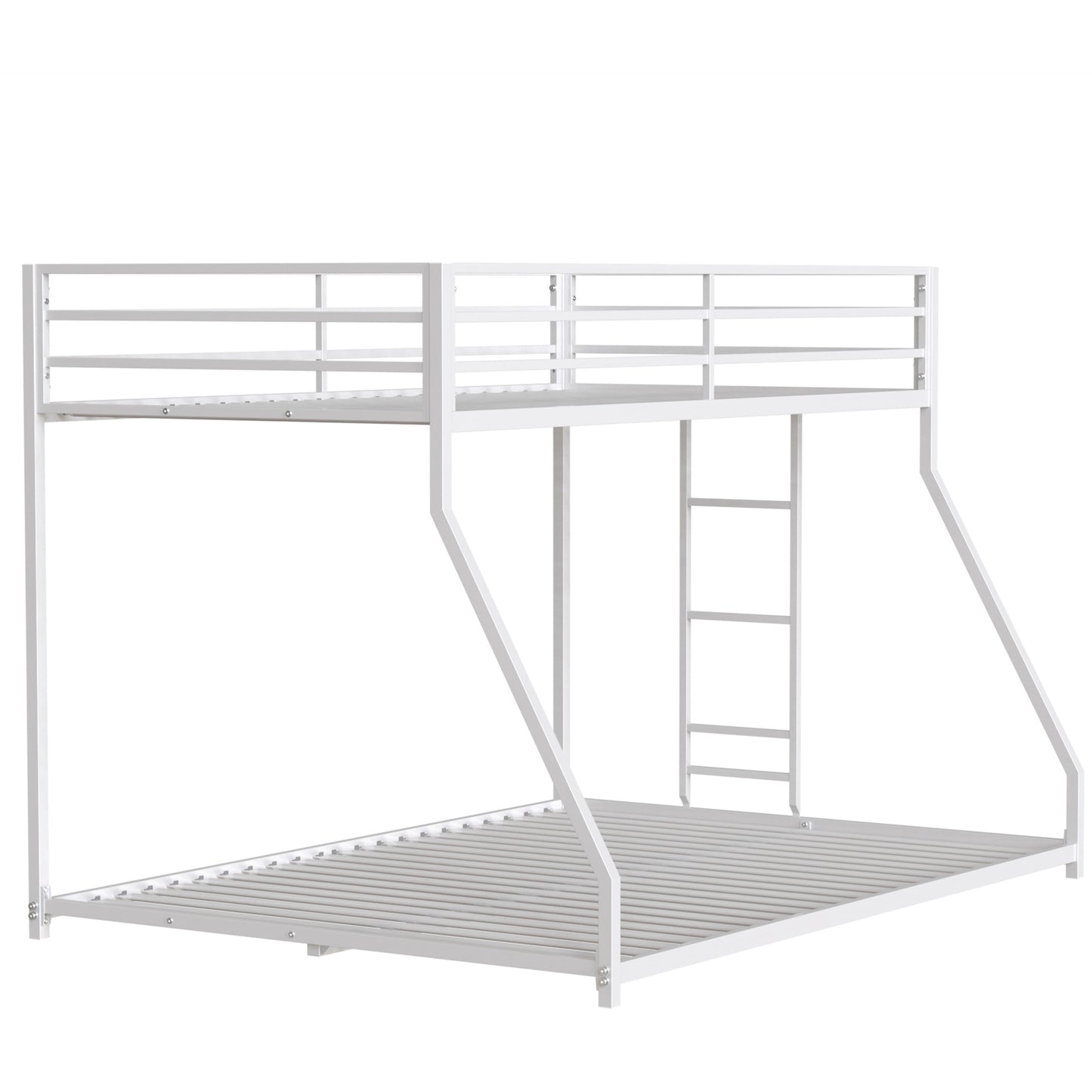 Adam Sturdy Twin over Full Metal Bunk White for Kids and Adult, Low Profile and Easy Climbing with Stable Ladder